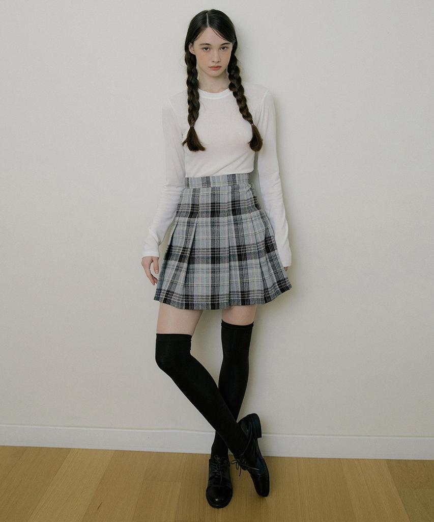 Riorg Eot Checkered Pleats Mini Skirt Gray