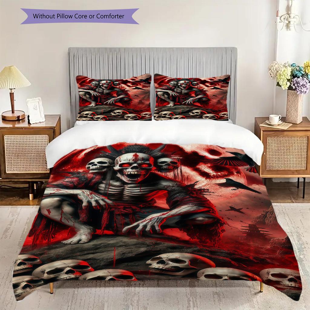 Skull Art Set Threepiece Set 1 Duvet Cover 2 Pillowcase Without Core Bedding Set Duvet Cover And Pillowcase Soft And Comfortable
