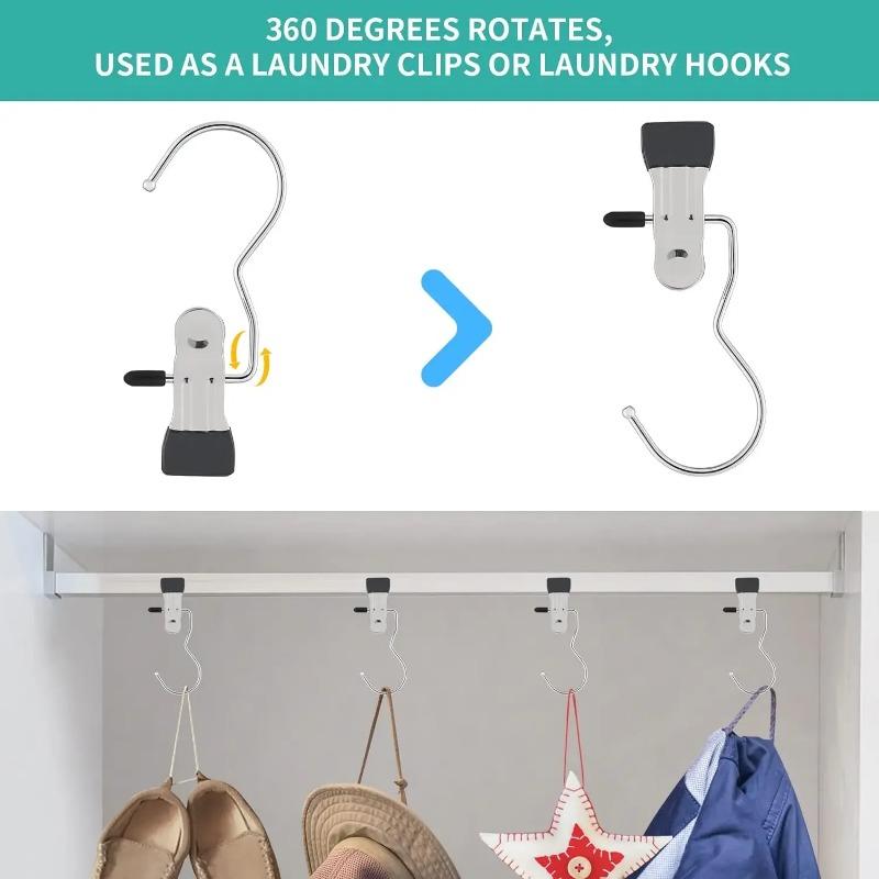 10~80PCS Closet Clothes Organizer No Trace Clothespins Clothes Pegs with Hooks Stainless Steel Socks Drying Clothes Hangers Clip