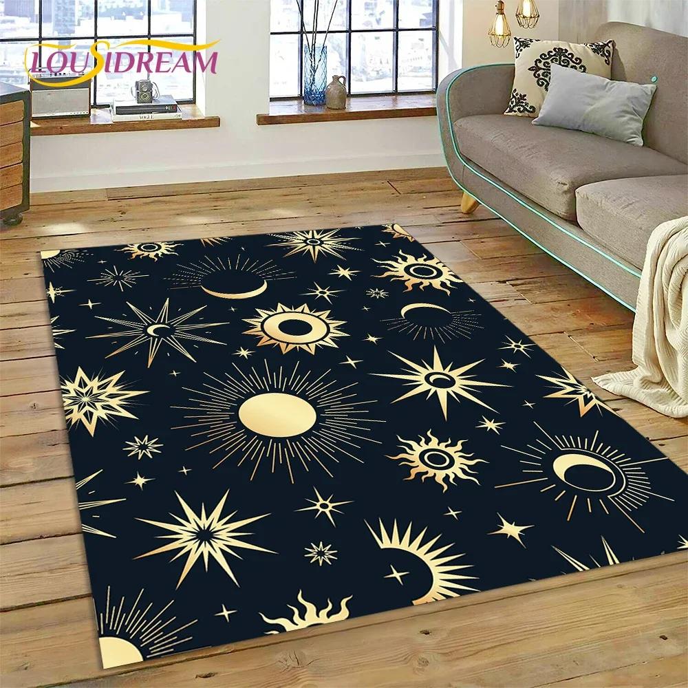 Mystic Tarot Sun Moon Mandala Area Rug – Spiritual Art Carpet for Bedroom or Living Room – Non-Slip Magic Floor Mat, Home Decor