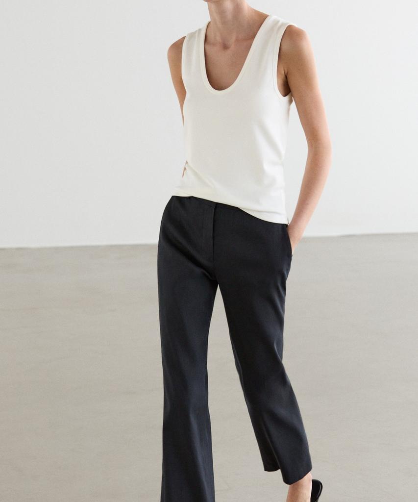 Masimodutti Straight Fit Linen Blend Pants