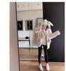 Giacca soffice con orecchie di coniglio Manica raglan Cerniera Felpa con cappuccio oversize leggera morbida Harajuku Kawaii in calda pelliccia sintetica