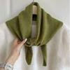 Women's Winter Wool Scarf Warm Triangle Knit Solid Color Shawl Wrap Pashmina Bandana Headscarf for Ladies