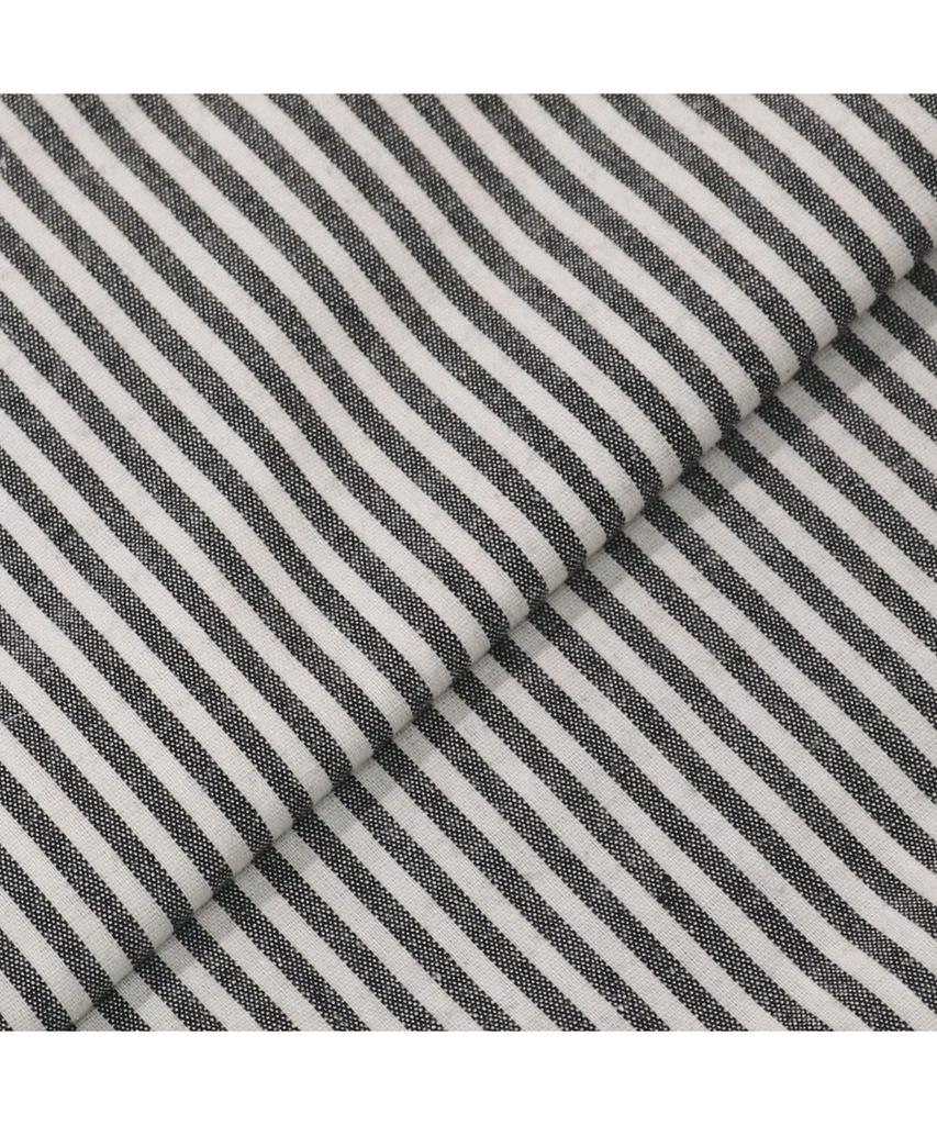 Cotton Polyester Black x [KYOETSU] Kimono, Washable, Single, Blend, Women's, (M, Stripes)