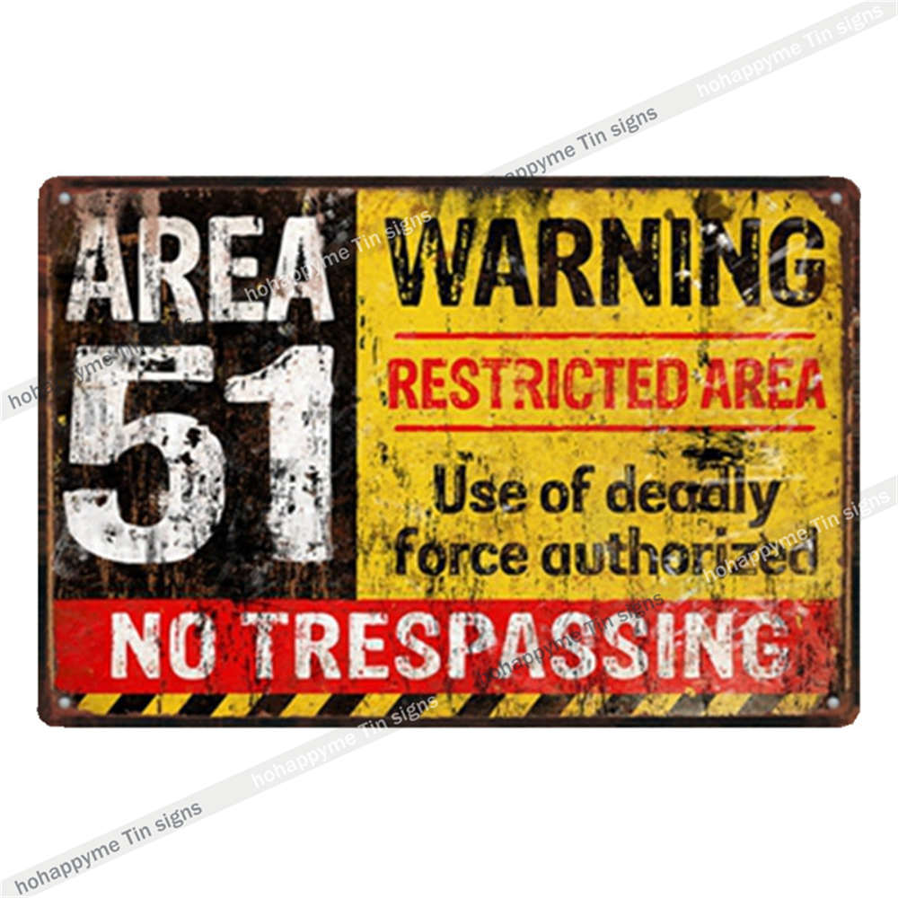 Metal Plate Sign Area 51 UFO Retro Decorative Wall Plaque Pub Club Bar Accessories Tin Painting Poster Vintage Home Decor20x3