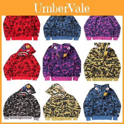 Canlı Kamuflaj Kapüşonlu Sweatshirt Köpekbalığı Baskılı Sıcak Sokak Giyimi Erkek Kadın