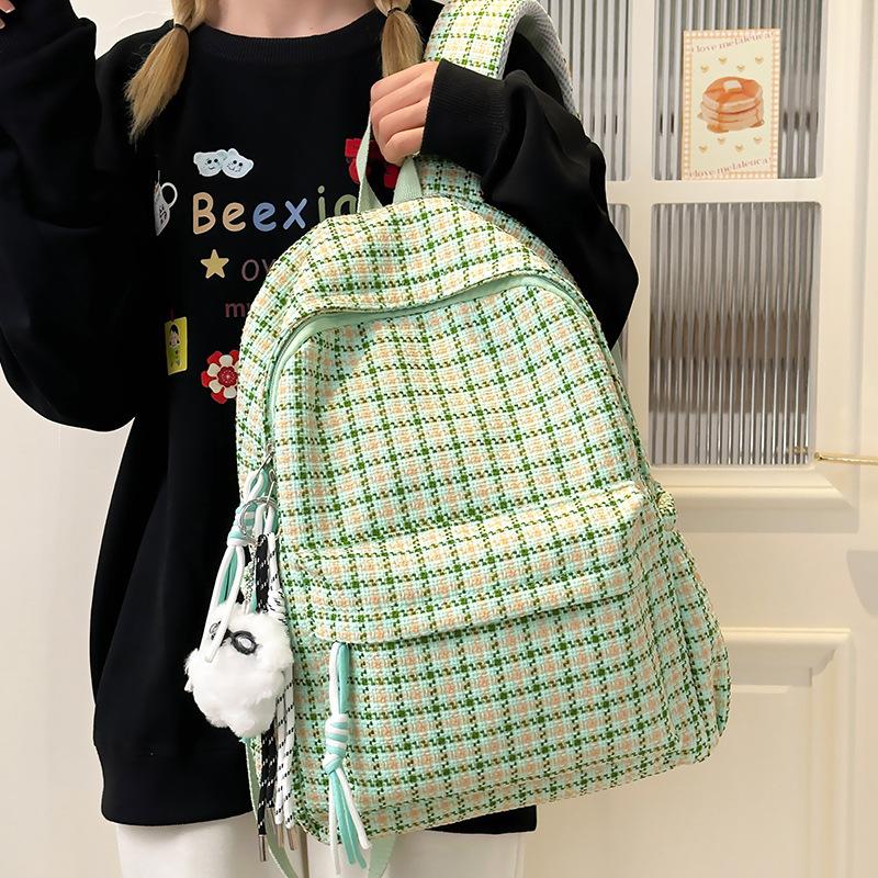 Children's Schoolbags Elementary School Students Junior High School Students Plaid Backpacks