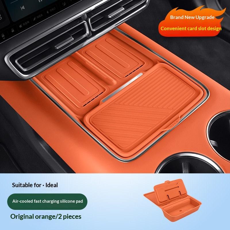 For Li Lixiang L6 L7 L8 L9 MEGA Specialized Central Control Wireless Charging Pad Silicone Storage Box Essential Auto Interior