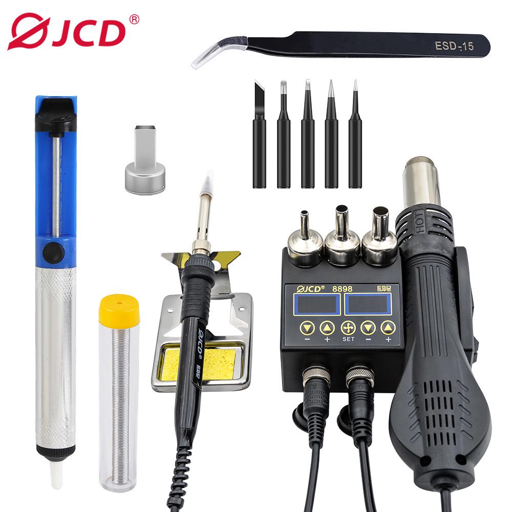 JCD Smart Electric Soldering Iron & Hot Air Gun Kit with Digital Display - Inner Heating & High Power 8898 Model.