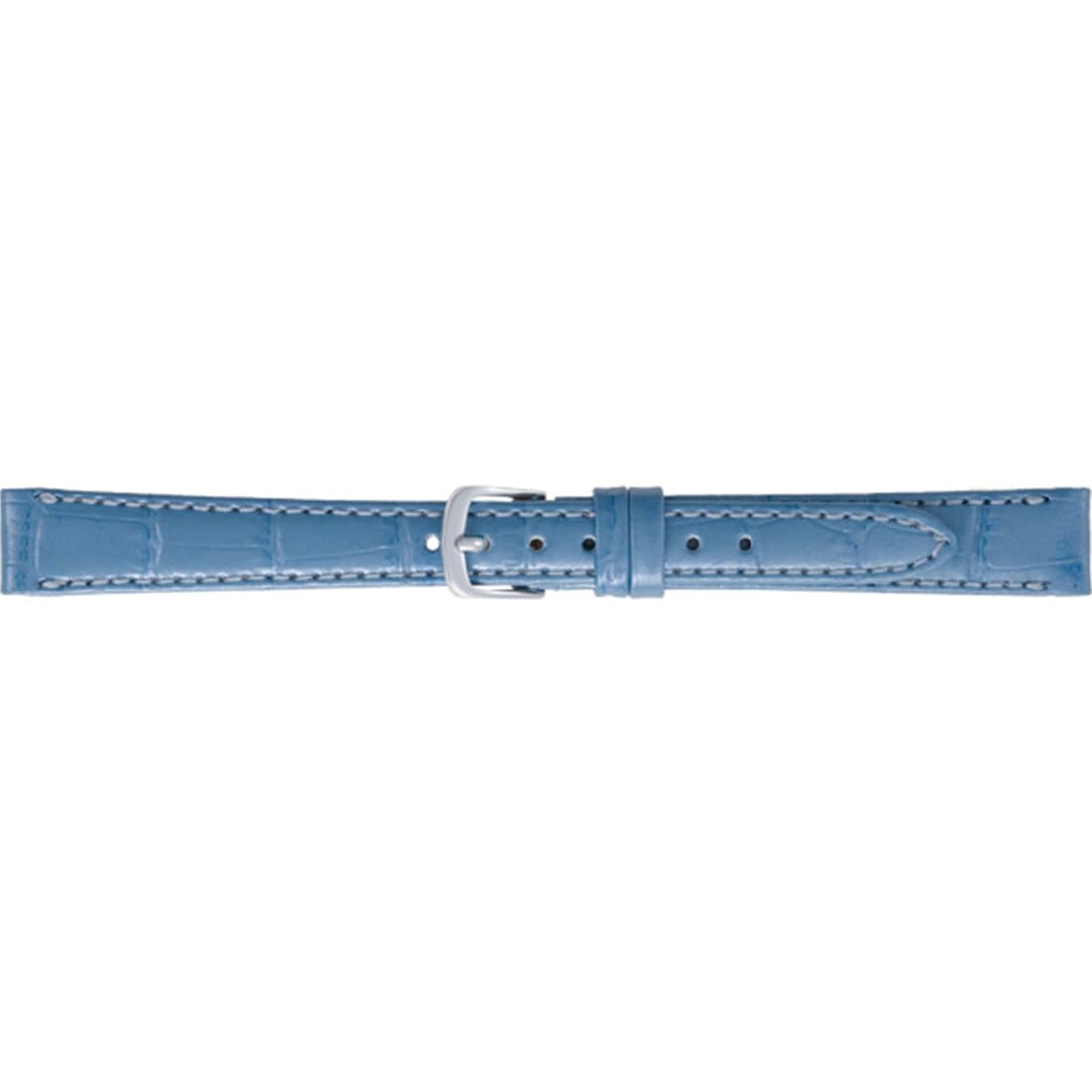 

BAMBI watch band cowhide embossed pearl light blue 14mm beautiful lock silver BKA005UL