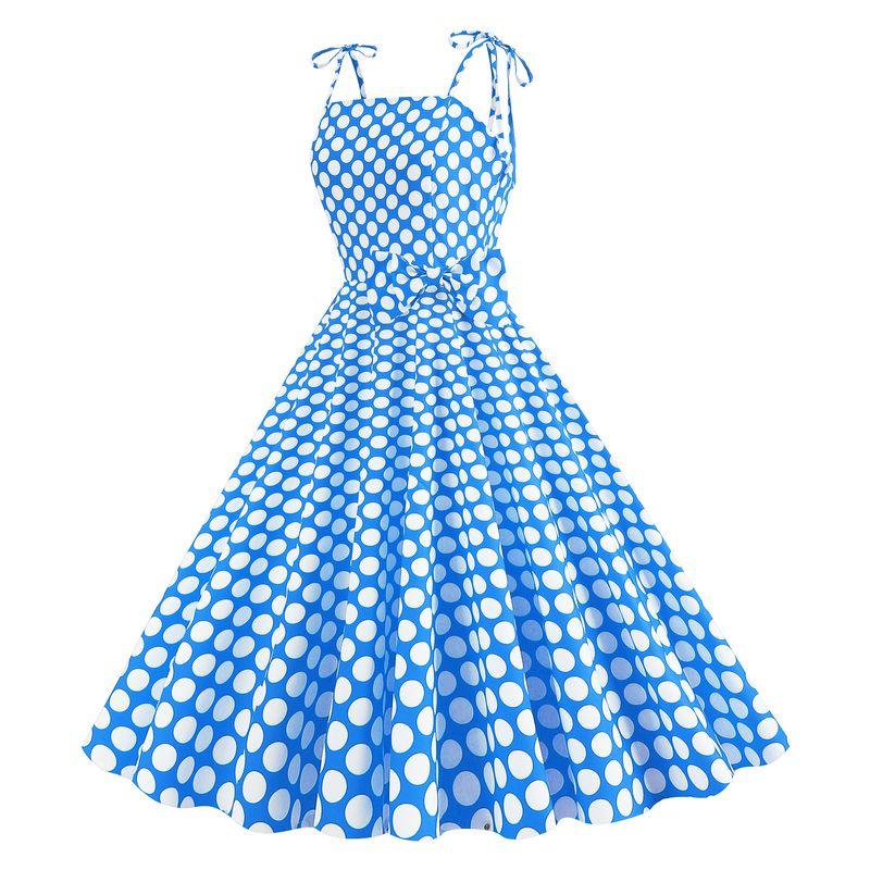 

Sleeveless Ball Performance Camisole Dress Evening Gown Blue Wave point M