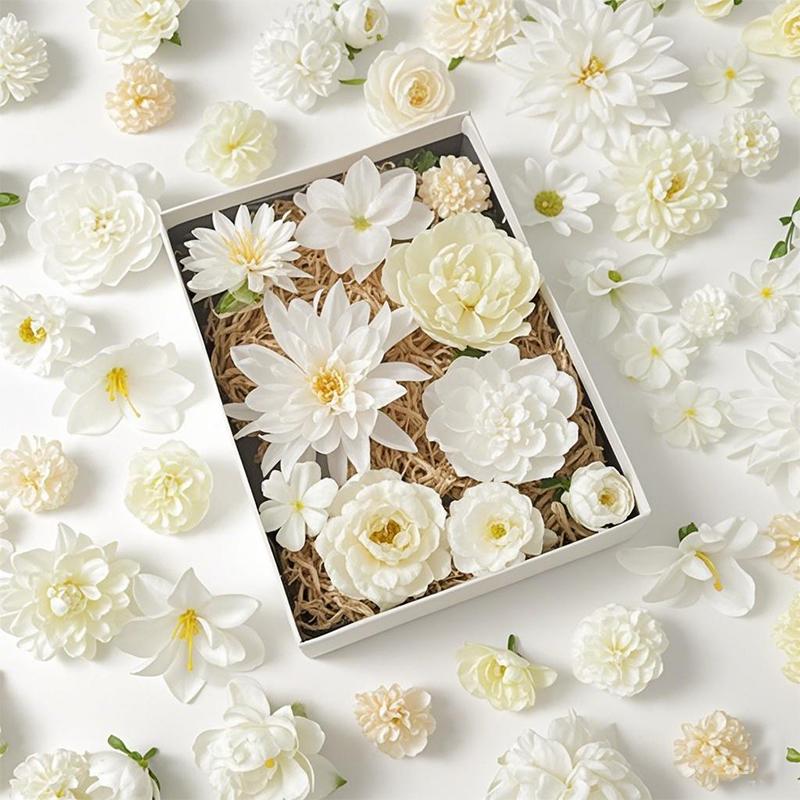 

20/50Pcs Pink Artificial Flower Head MSini Silk Artificial Rose Daisy Flower Craft Supplies Wedding Party Wreath Home Decoration 20Pcs білий