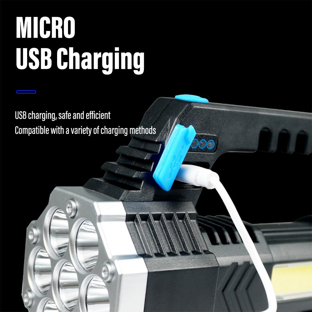Super bright 7LED flashlight Rechargeable torch Portable searchlight Outdoor camping light With high brightness COB side light
