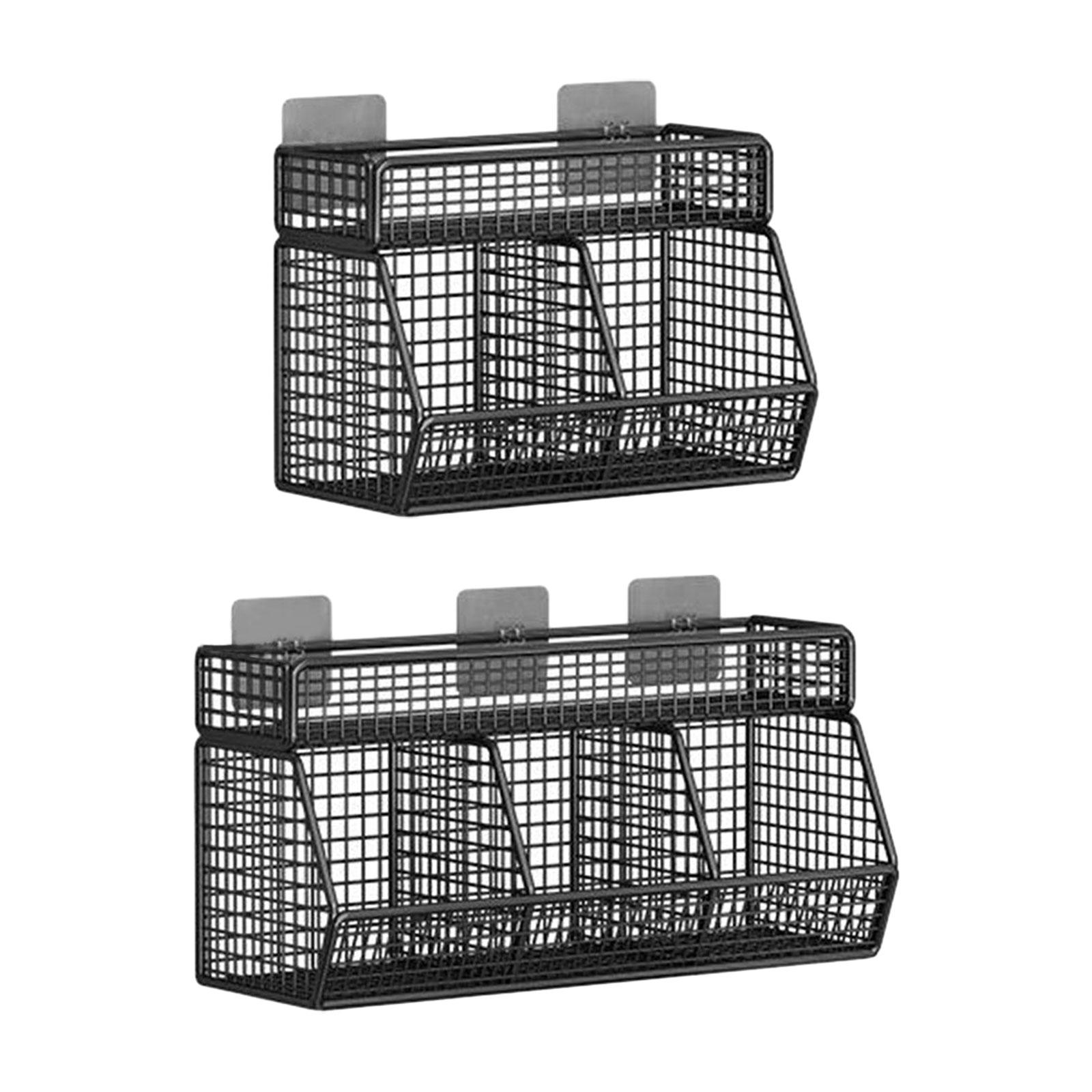 Hanging Wall Organizer Basket Wall Mounted Multifunctional Hanging Wire Basket for Cabinet Bathroom Home Living Room Kitchen