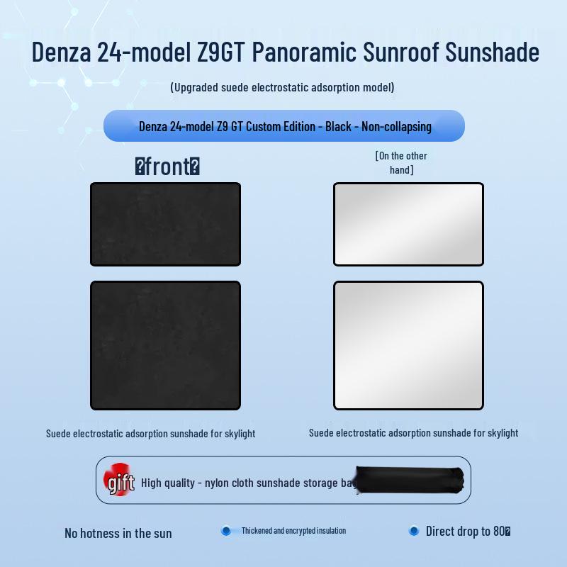 Denza Z9GT 2024 Sunroof Electrostatic Sunshade: Heat & Light Blocker, Privacy & UV Protection.