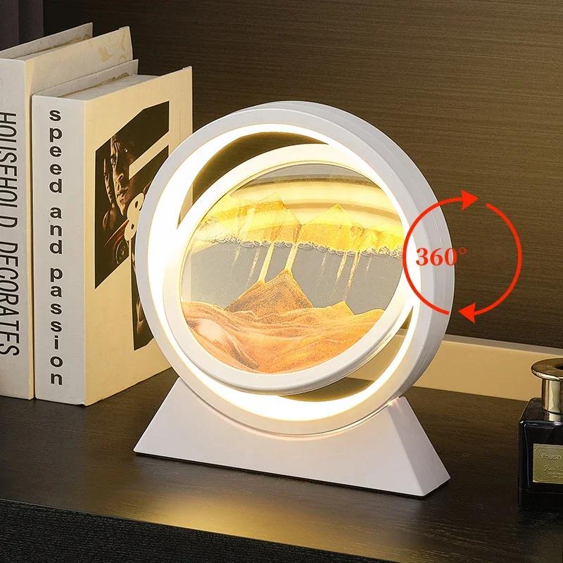 Sandscape Kinetic Sand Art Picture Quicksand Table Lamp Dynamic Liquid Hourglass Moving Sand Painting Flowing Sand Home Decor