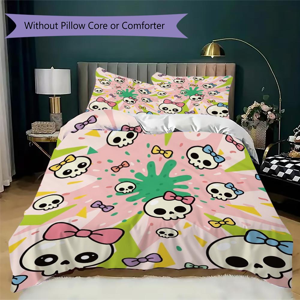 Cute Cartoon Pattern Bedding uilt Set uilt Cover Pillowcase Home Decoration Birthday Gift (1 * duvet cover + 2 * pillowcase  without core)48