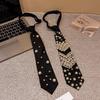 Pre Tied Black Fashion Neckties With Faux Pearl Rhinestone Decor Perfect For Party Wedding Daily Wear Special Events
