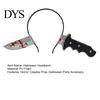 Funny Tricky Accessories Fake Knife Through Head Headband for Adult, PU Foam Horror Zombie Headpiece Headwear Prop, Halloween Costume Accessory Party