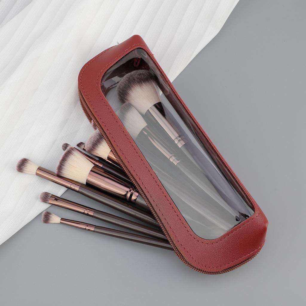 10 Makeup Brushes with Bag Set Loose Powder Brush Flame Brush Grooming Brush Flat Head Foundation Brush Eye Brush