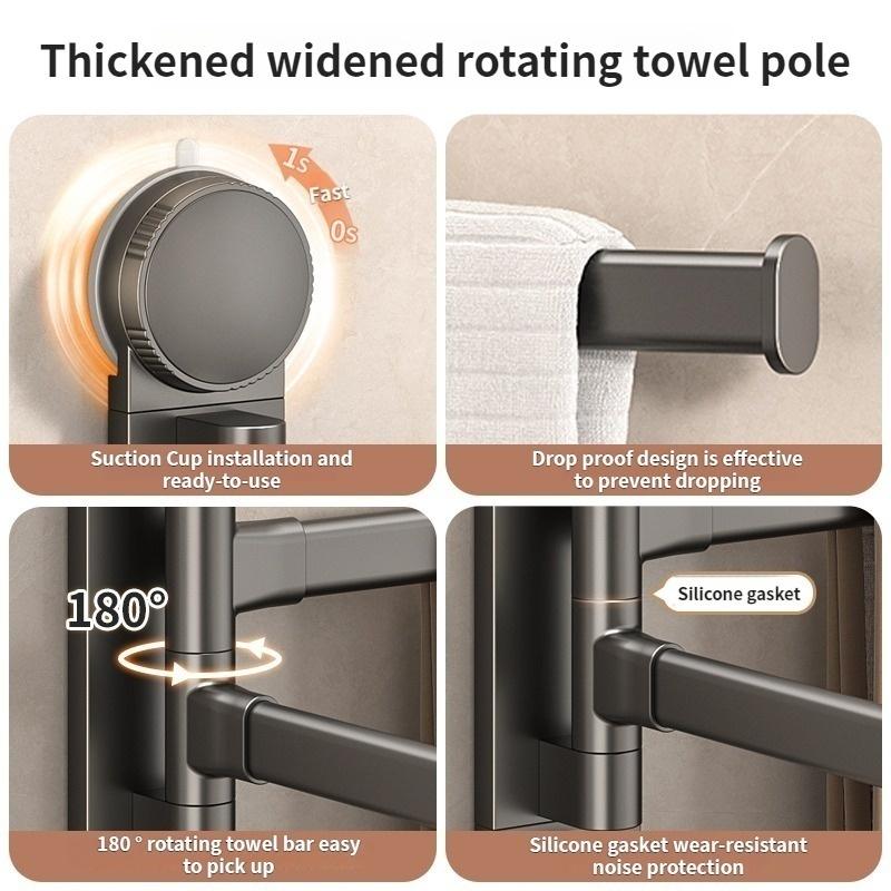 No Need To Drill Suction Cup Rotating Towel Rack Punch Free Bathroom Multi-bar Folding Bath Towel Rack Rack Towel Rack