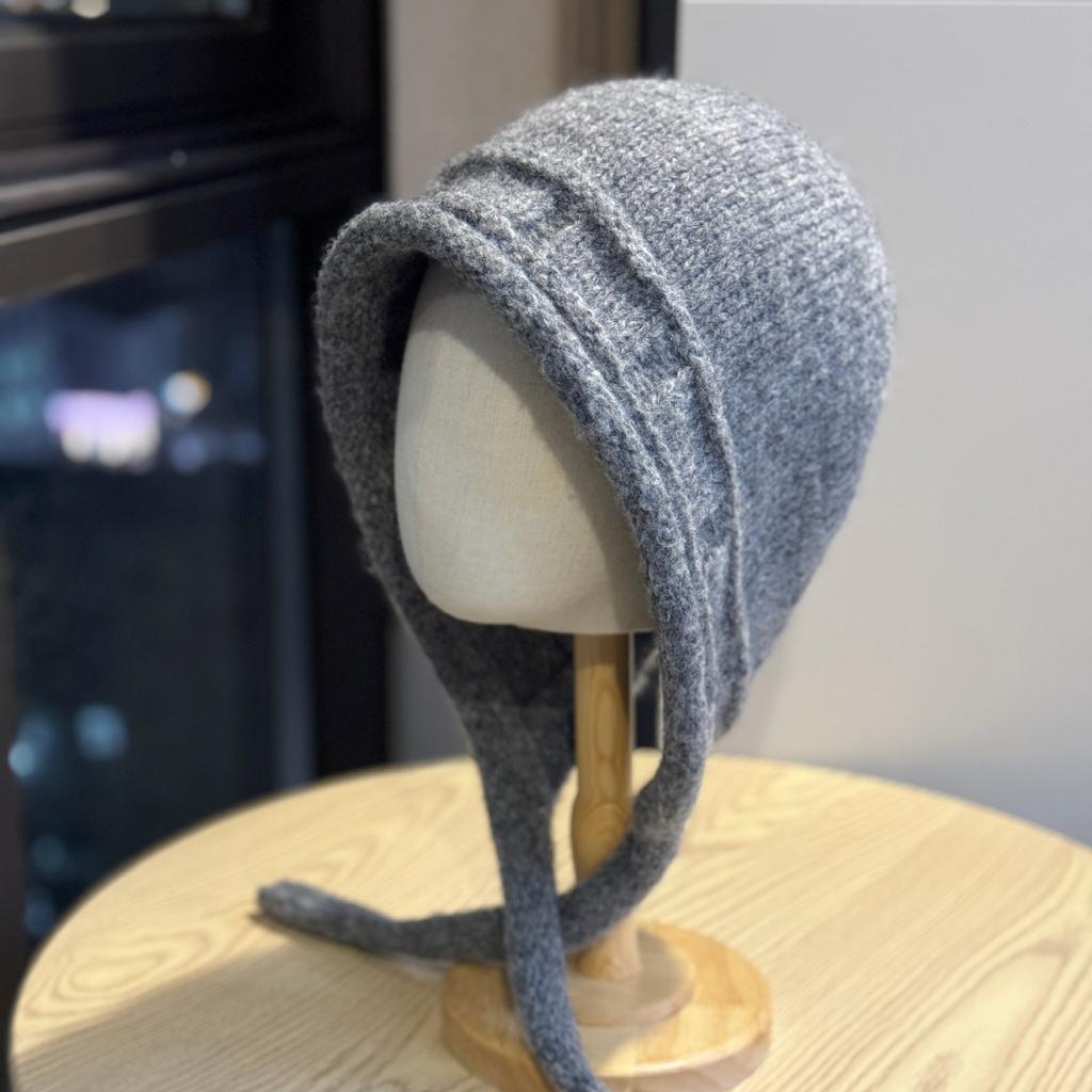 Large Head Circumference Hat Women's Autumn and Winter Windproof Woolen Hat Strap Ear Protection Hat New Warm and Cold Proof Knitted Hat