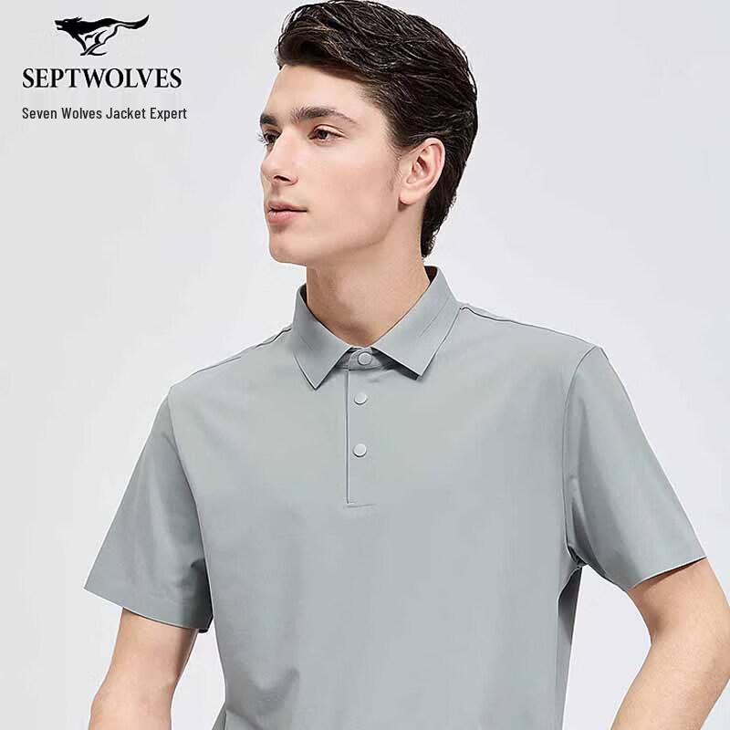 Septwolves Men s Stretch Wrinkle-Resistant Solid Polo Shirt M