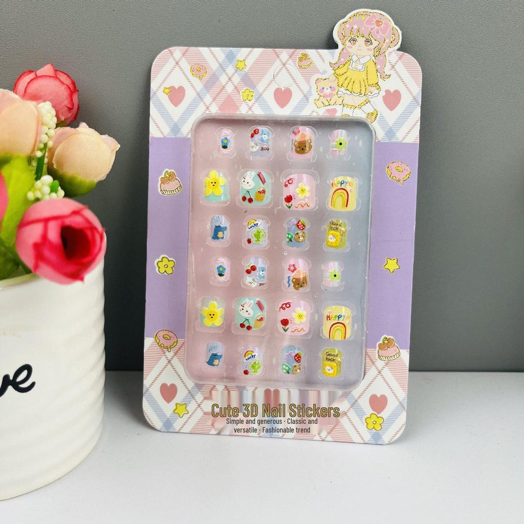 Children's Wearable Custom Nail Stickers - Cute European & American Jelly Glue Fingernail Tips
