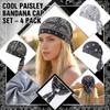 Confezione da 4 Berretti Bandana Rinfrescanti con Fantasia Paisley, Fasce per la Testa Traspiranti Regolabili per Circonferenza Cranica 55-58cm, Uso Esterno