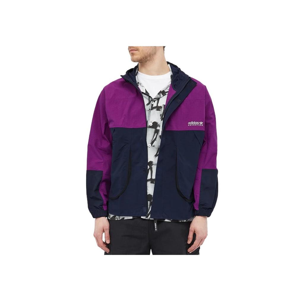adidas Originals Adicolor Tricolor Trefoil Bestickte Zip-Hoodie-Jacke Herrenjacke Lila H09047