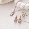 3Pcs Copper Oval Cut Cubic Zirconia Necklace Earrings Rings Set Trendy Banquet Daily Date Zircon Set Gift for Women Girls Her