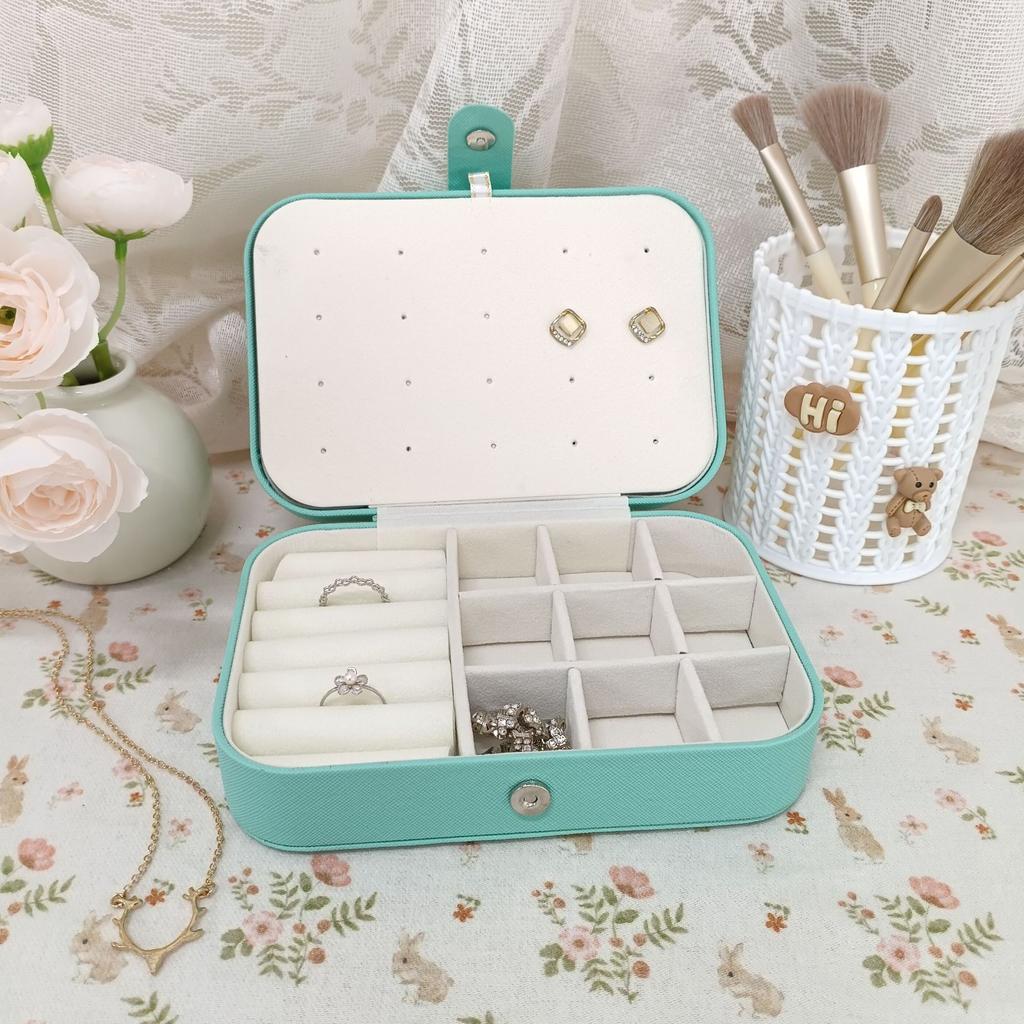 Spiegel Leder Schmuckschatulle Ring Ohrringe Halskette Schmuckschatulle Magnetischer Schnappverschluss Gitter Schmuckaufbewahrung Artefakt