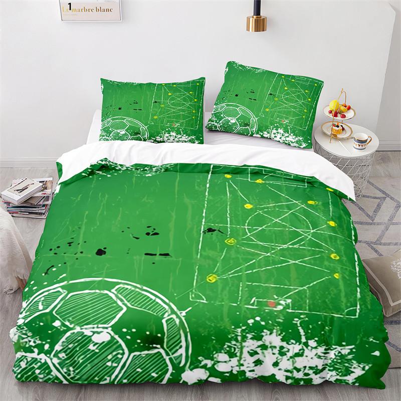 3D Soccer Duvet Cover Set King Queen Watercolor Football Bedding Set Youth Sports Theme Quilt Cover For Boys Dorm Room