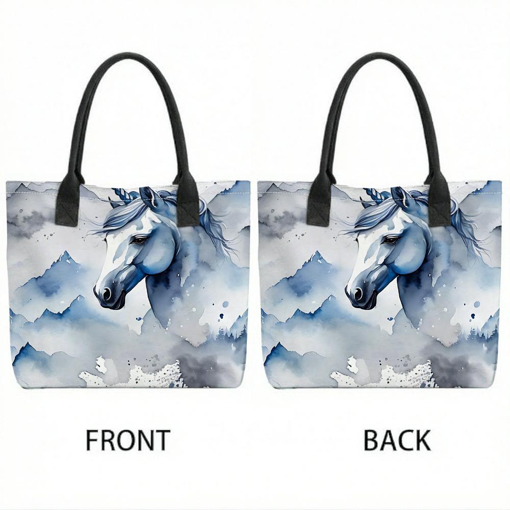  Watercolor Unicorn Tote Bag Stylish Casual Large Capacity Shoulder Handbag for Daily Use