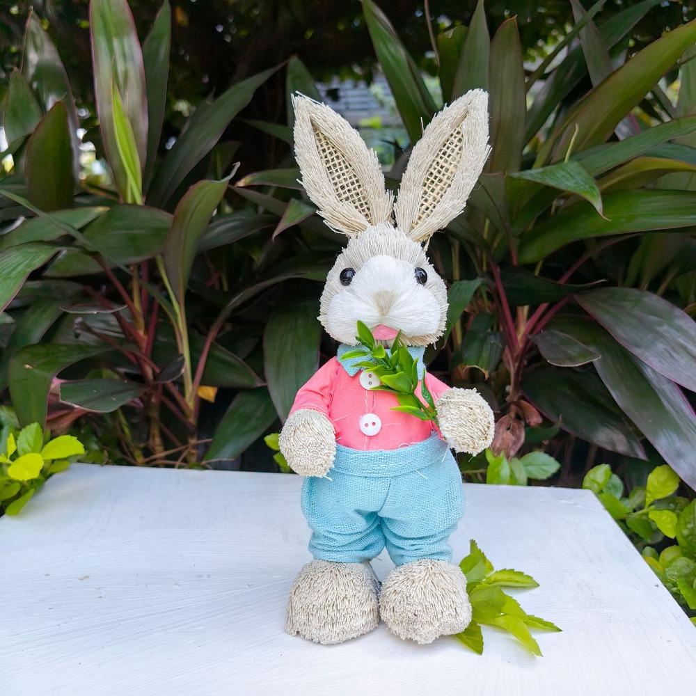 DIY Rabbit Straw Figures High-25cm Rabbit Statue New Garden Statues Home