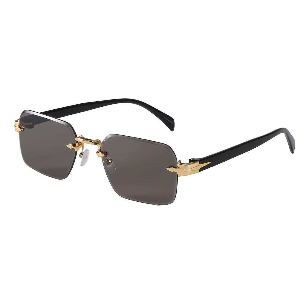 1 Pair of Frameless Square European and American Fashion Glasses with Cut Edges, Unisex Retro Sunglasses