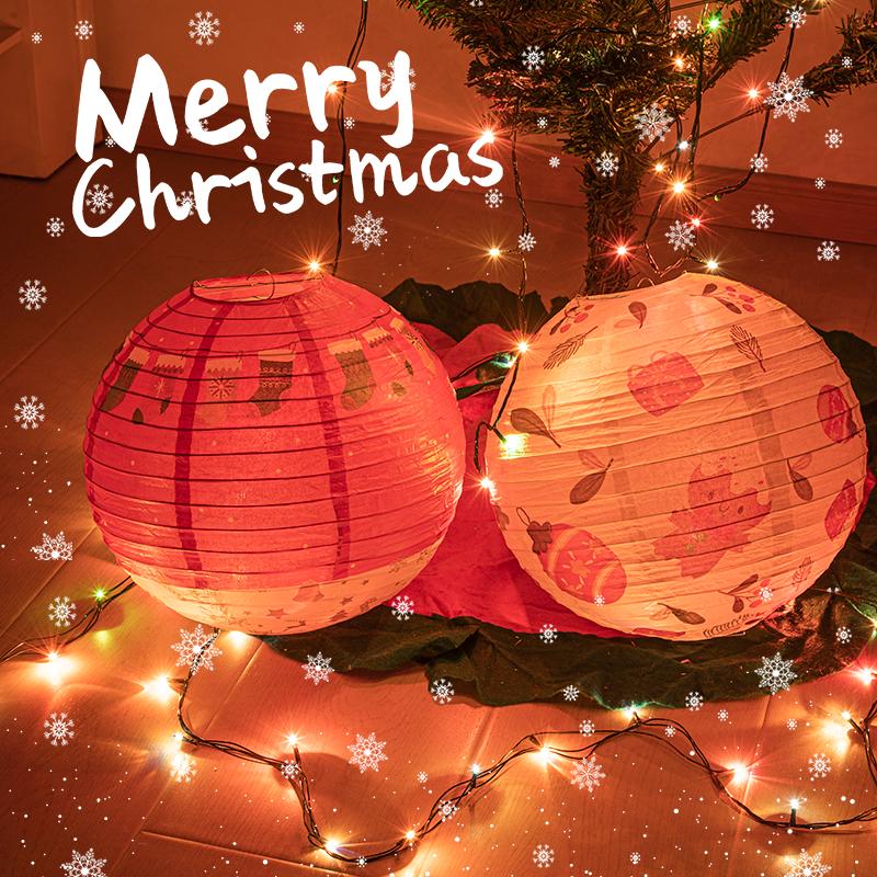 Christmas Paper Lanterns  Christmas Hanging Santa Elk Snow Lanterns Xmas Trees Diy Festival Lanterns Party Decorations