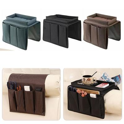 Space Saver 4 Pockets Storage Bag Non-Slip Oxford Cloth Couch Arm Rest Organizer Durable Large Capacity Couch Table Top Holder