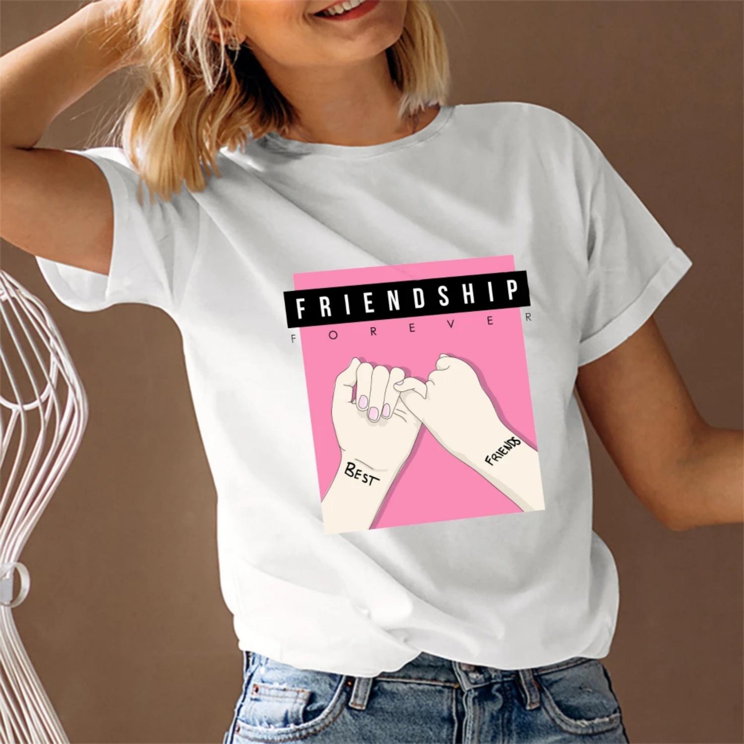 

Women s T-Shirt Friendship Graphic Tee Short Sleeve Round Neck Summer Top Trendy 2023 Fast Ship XXXXXL