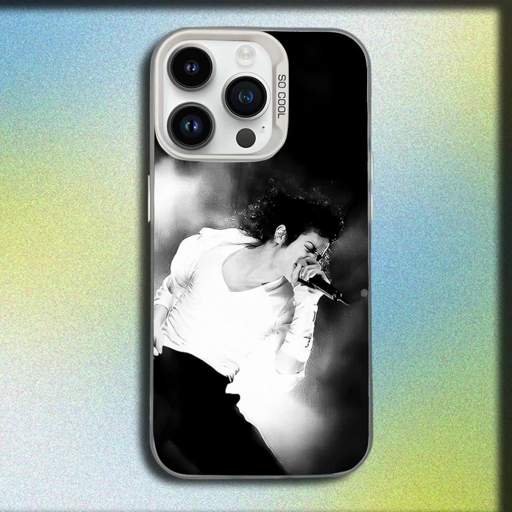 Custodia per Telefono Cantante Michael J-Jackson Per iPhone 16,15,14,13,12,11,Mini,Pro,SE,MAX Bianca Opaca Cover Antiurto