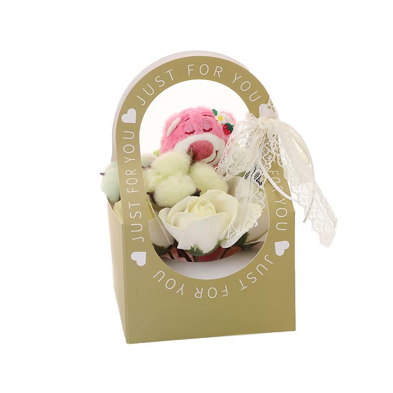 Creative Artificial Rose & Cartoon Plush Toy Bouquet Basket