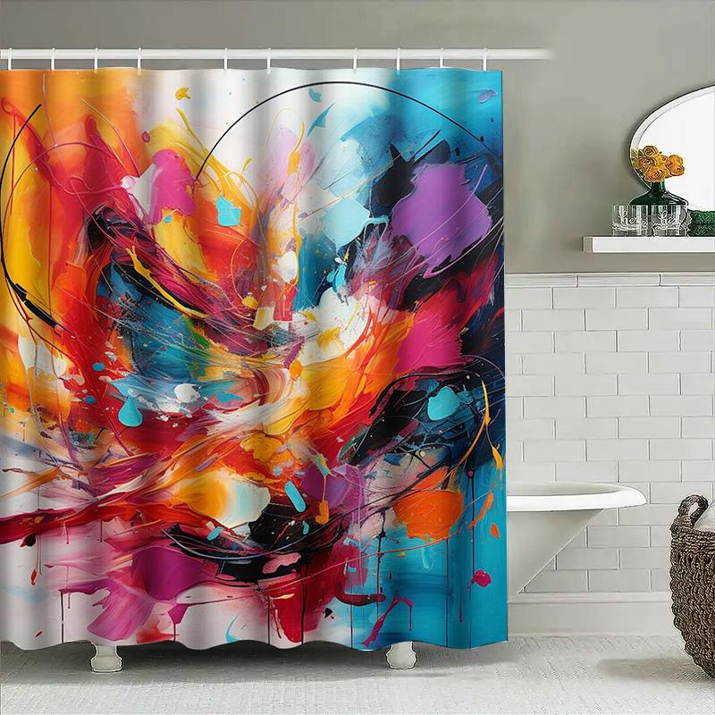 

Colorful Abstract Art Shower Curtain For Bathroom Decoration W60H190(CM)-1 Pcs