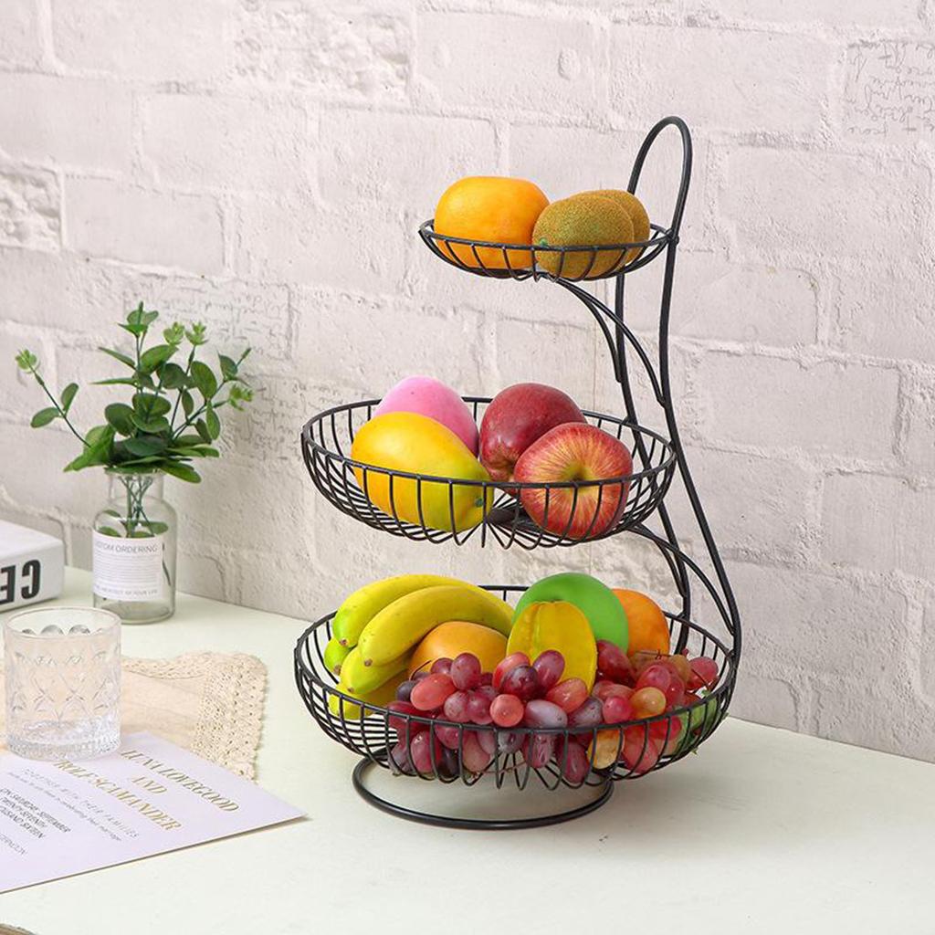 Decorative Fruit Basket Stand Metal Wire Bread Holder Rack Storage Kitchen