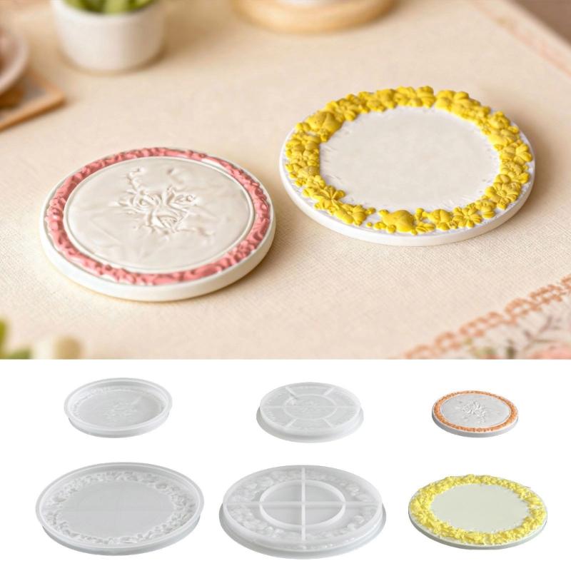 Silicone Resin Tray Mold With Floral Rims Design For Handmade Crafts Jewelry Dishes And Home Decors