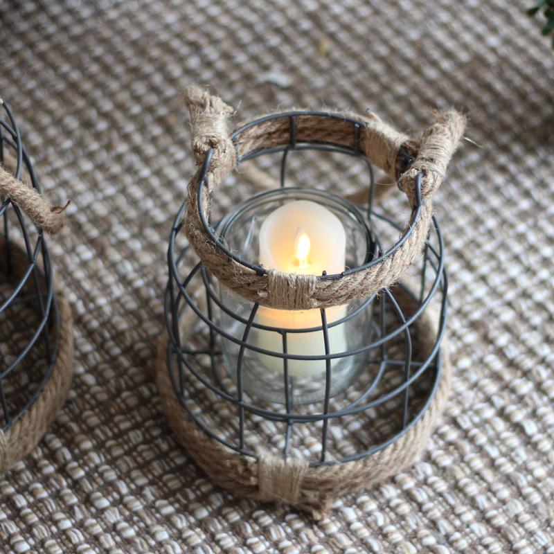 Vintage Old Candle Holders Decorative Ornaments Hanging Portable Glass Candle Holders Industrial Style