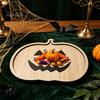 Rustic Wood Storage Plate Halloween Wooden Pallet, Decorative Serving Tray, Skeleton/Ghost/Pumpkin Skull Candy Holder Organizer for Kitchen