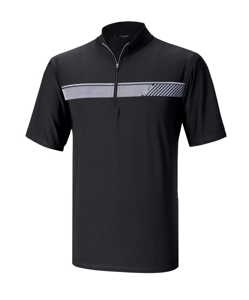 EXTRASPORTY [2Pack] Men'S Rapid Run Front Print Short Sleeve Zip-Up T-Shirt 5 Colors (C Type)