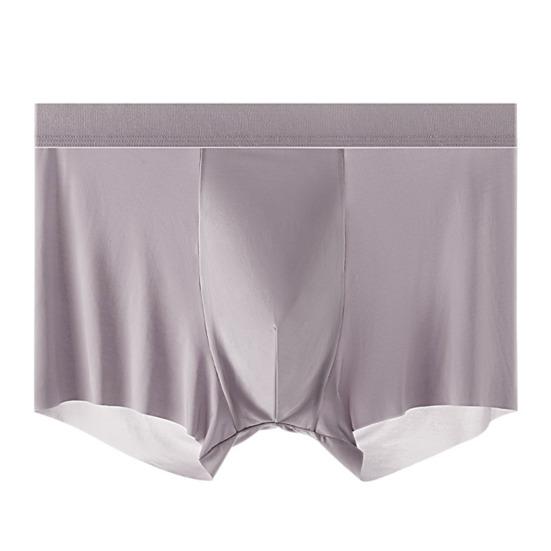 Men Ice Silk Boxer Briefs Mid-rise Wide Waistband Ultra Thin Ice Silk Shorts Underwear Solid Color U-convex Panties