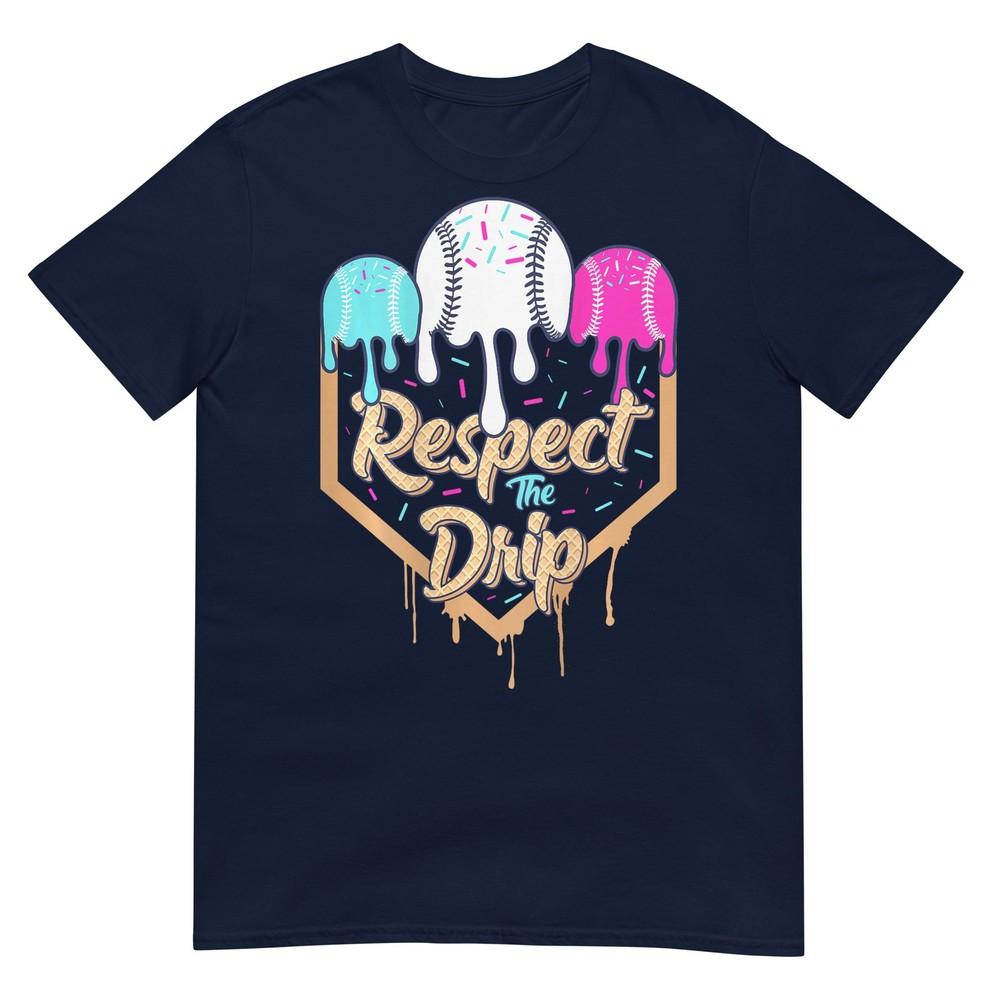 Baseball Ice Cream Drip Boys Home Plate Glove Respect Drip TShirt S