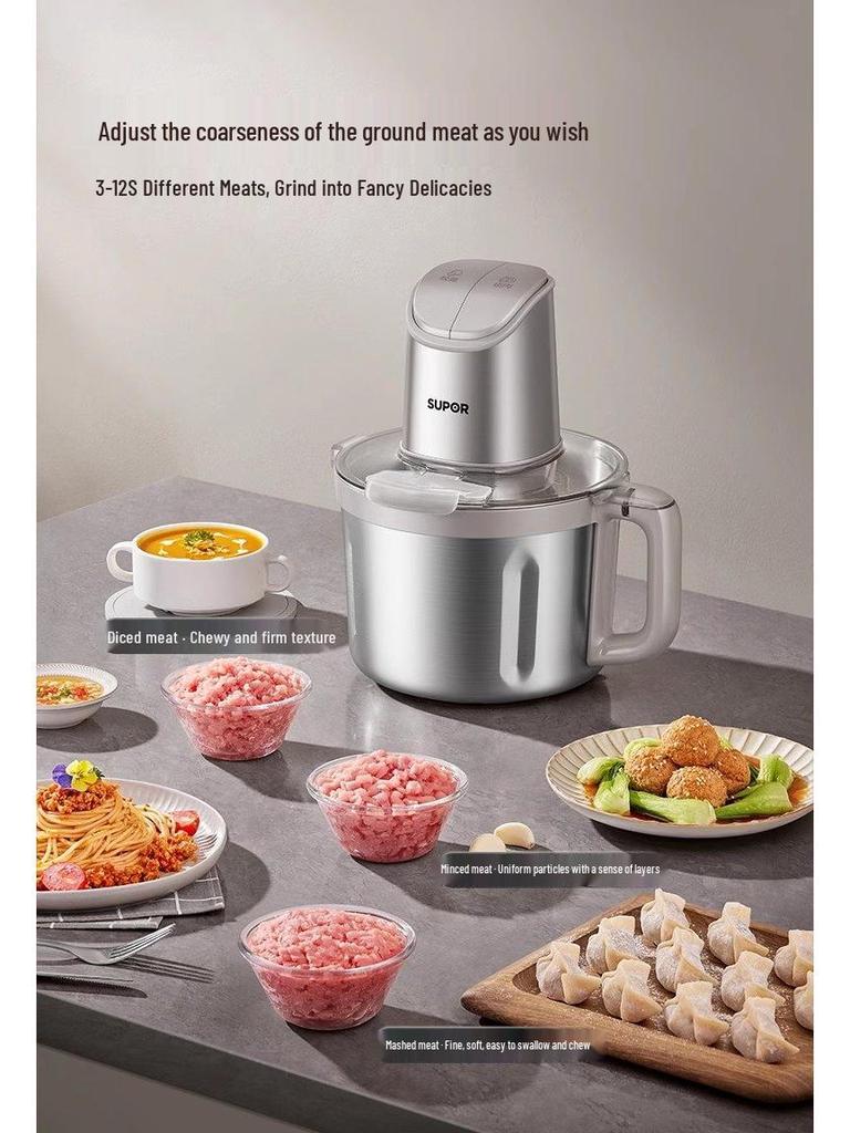 Supor 4L Automatischer Fleischwolf: Multifunktionaler elektrischer Fleischwolf & Babykost-Prozessor für Fleisch & Gemüse